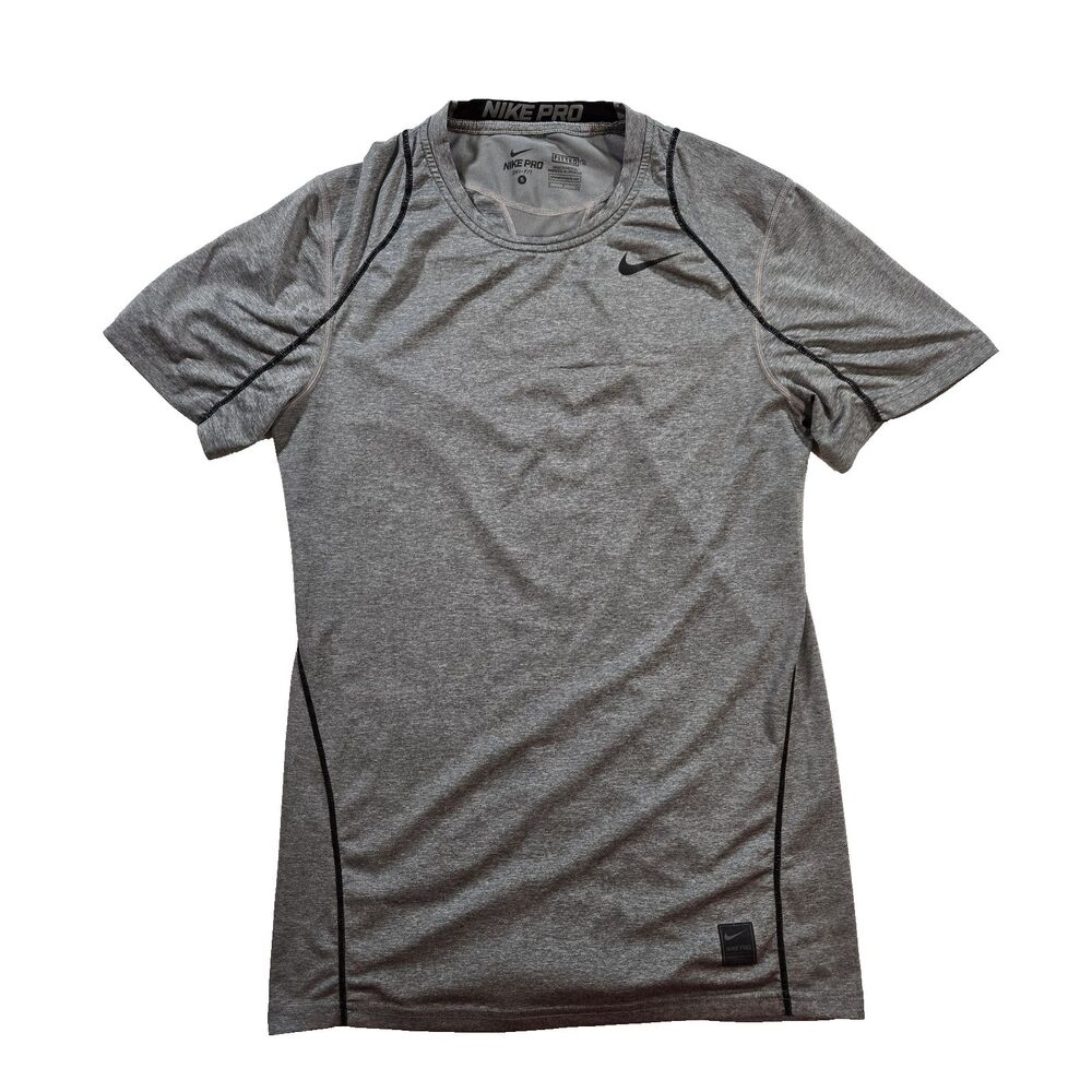 Mens Nike Pro DriFit Short Sleeve Fitted Small T Shirt Gray